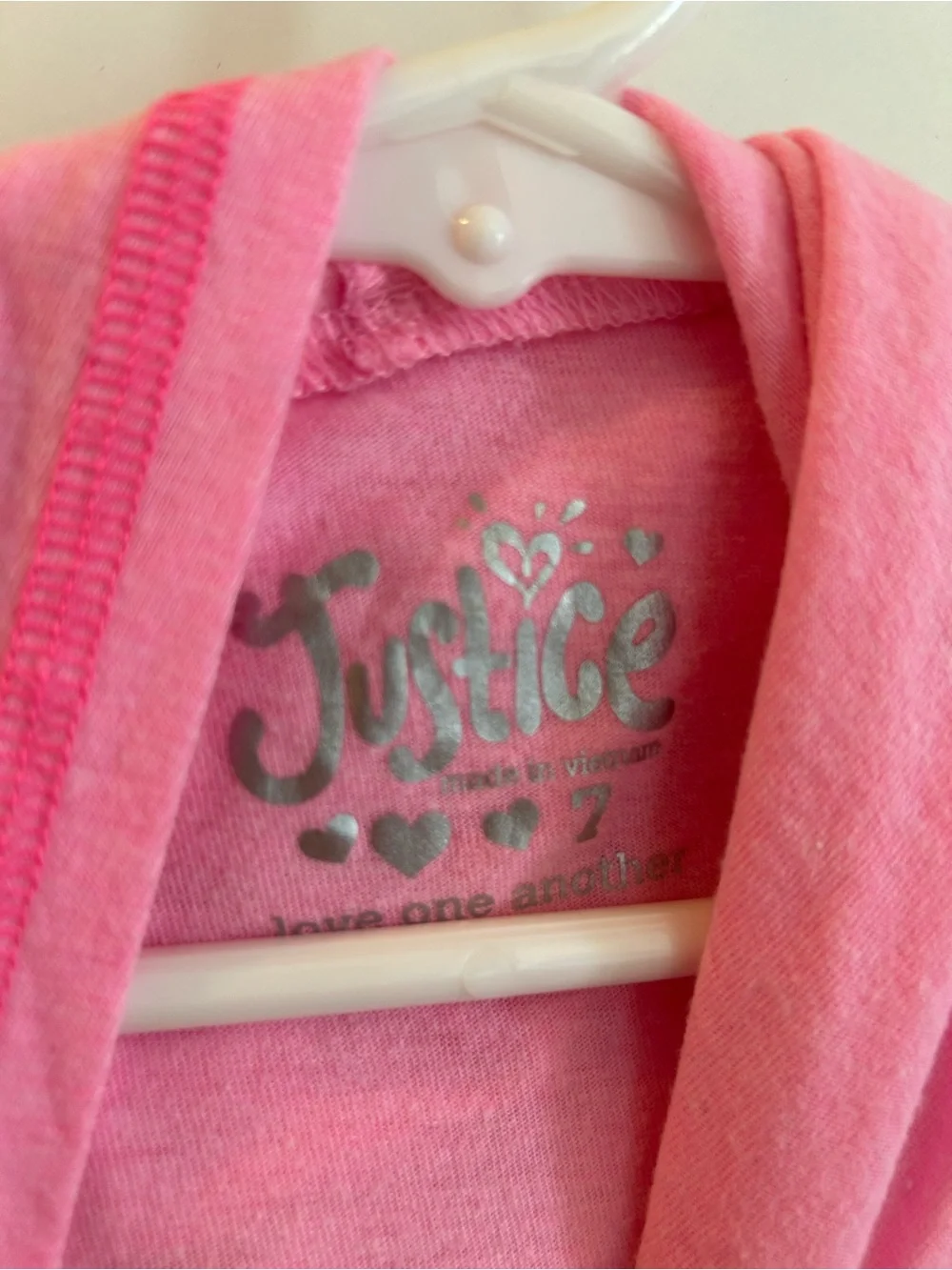 Pink Sleeveless Hooded Tank with Metallic Logo “Keep Calm and Just Dance” Size 7